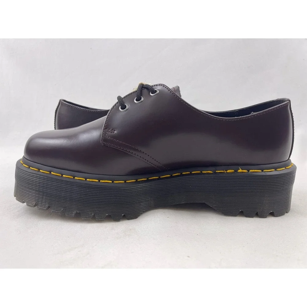 Dr. Martens 1461 Quad Men 10 Women 11 Burgundy Smooth Leather Platform Shoes NEW